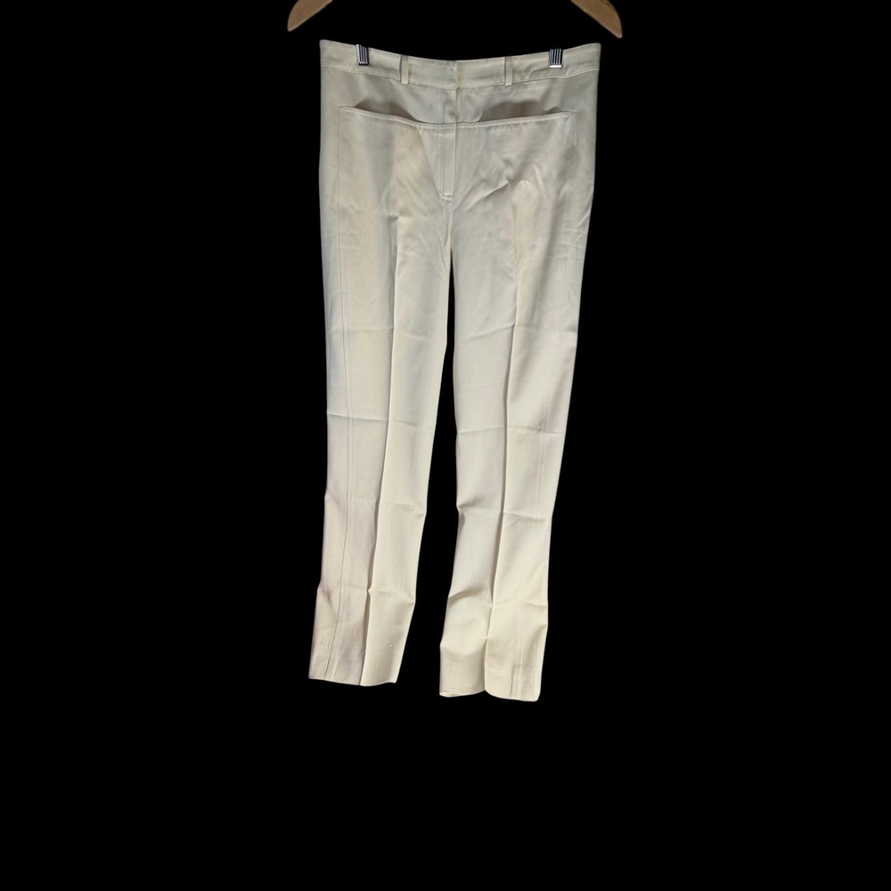 Chado Ralph Rucci VTG Cream 100% Wool Straight Leg Trousers Size 8 Made in USA